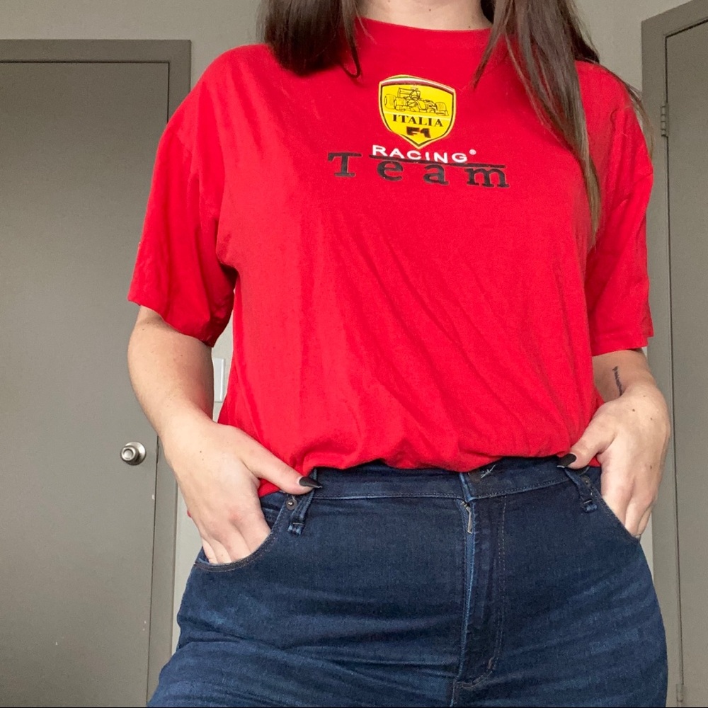 ferrari racing team red vintage t-shirt size XL